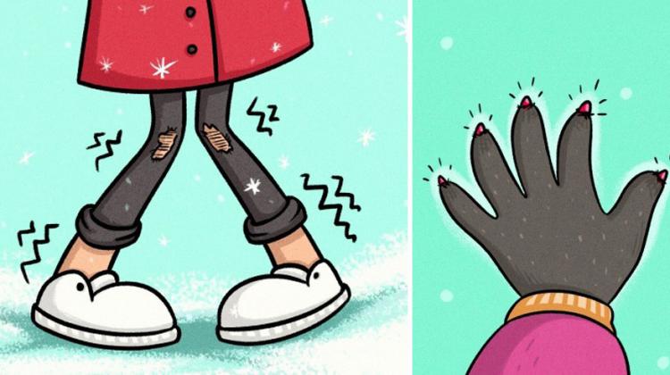 15 mīlīgi komiksi par to, cik grūta dzīve ir meitenēm ziemā