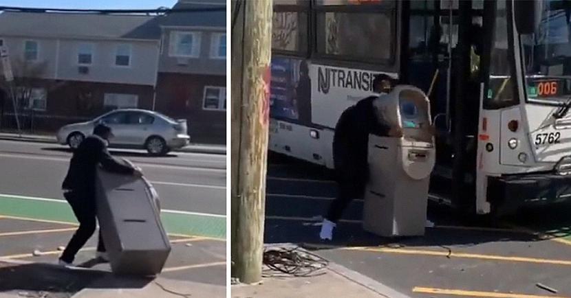 Video: ASV vīrietis mēģināja sabiedriskajā transportā aizvest bankomātu