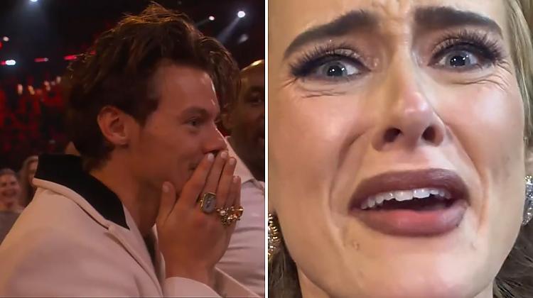 VIDEO ⟩ Adeles reakcija, kad Harijs Stailss vinnēja «Grammy», kļūst par hitu