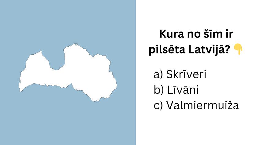 Tests: Vai tu vari pareizi noteikt, kuras no šīm ir pilsētas Latvijā?