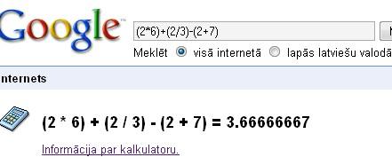 Spiežam meklēšanu un lūk... Autors: jenssy Googles triks, vai vnk. kalkulators!