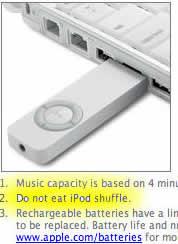 Neēdiet iPod shuffle no apple... Autors: greenkid Stulbākās Brīdinājuma Zīmes