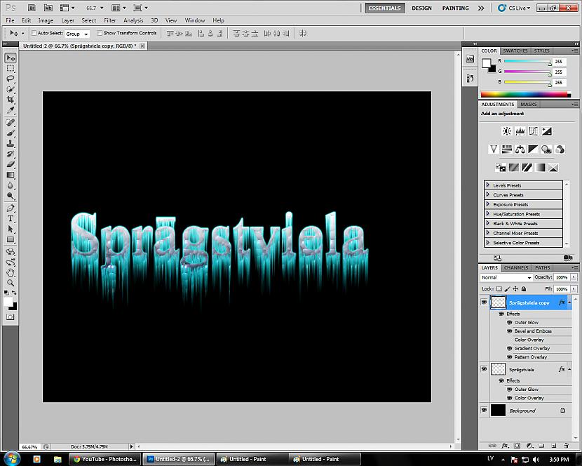 Tālāk taisam dubultklikšķi uz... Autors: Fosilija Photoshop - kā uztaisīt ledainu tekstu
