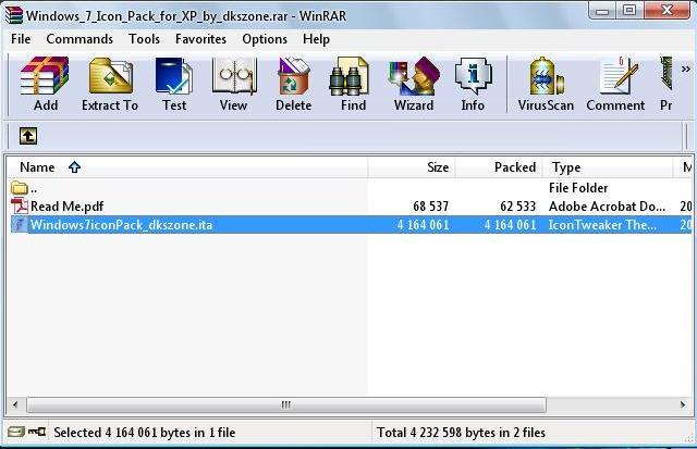 Atveram lejupielādēto Winrar... Autors: kassells Windows 7 ikonas uz Windows XP.