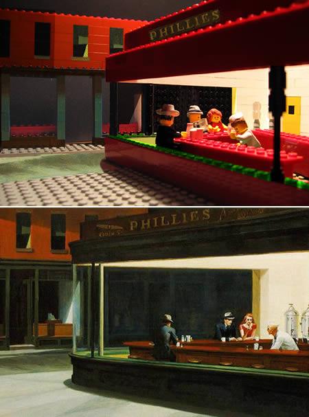Edward Hoppers Nighthawks Autors: AldisTheGreat 10 Slavenas gleznas atjaunotas par LEGO.