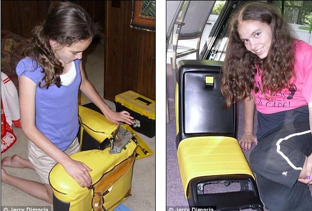 Meitene pārbauda sēdekļus  lai... Autors: MJ 14 gadus veca meitene restaurē auto!