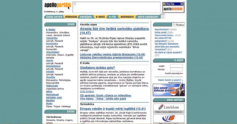 apollo majaslapa no 2001 gada Autors: BoomBoxis Majaslapas, to pirmsākumos