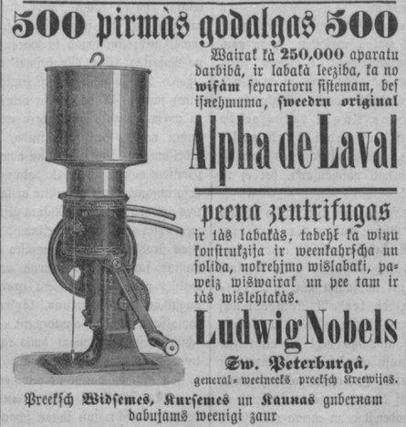 quotAlpha de Laval  piena... Autors: Werkis2 Reklāma pirms 100 gadiem  laikrakstā "Latviešu Avīzes" (1822-1915).
