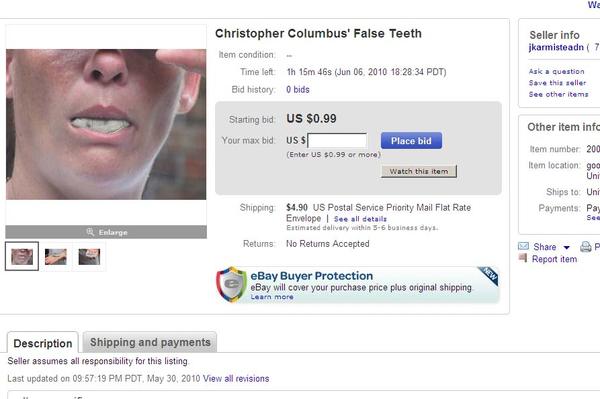 Kristofera Kolumba viltotais... Autors: Man vienalga 15 sliktākās izsoles ebay vēsturē!