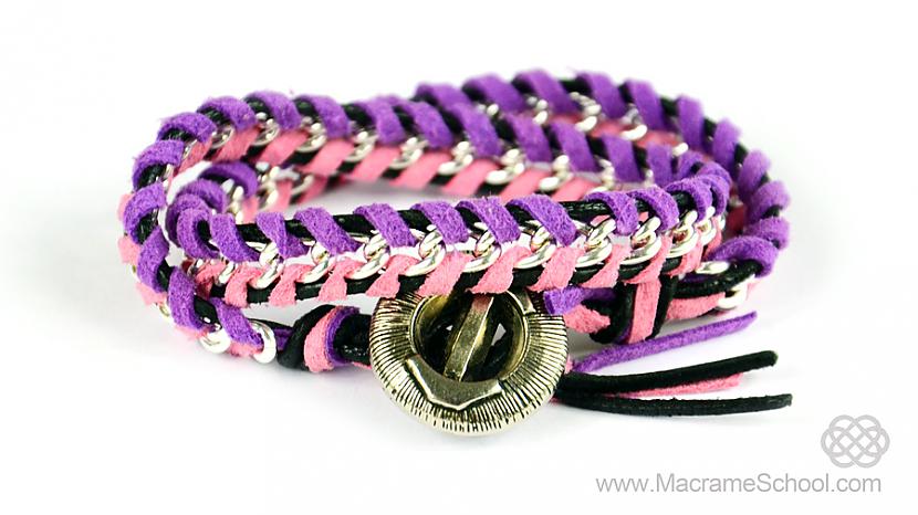 Wrap Bracelet With Chain Autors: macrame Āda + Ķēde + Poga = DIY