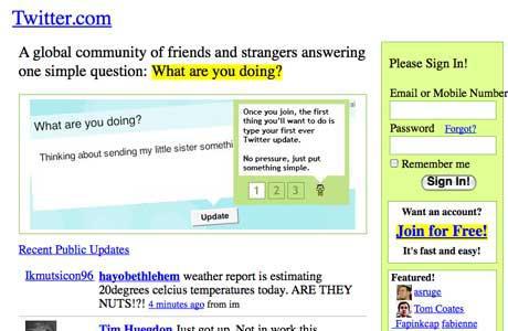 wwwtwittercom 2006gadā Autors: Sulīgais Mandarīns Mājas lapu izskati kādreiz un tagad