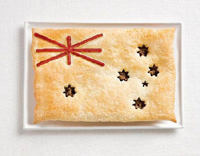 Austrālija  gaļas pīrāgs ar... Autors: Lords Lanselots Kā varētu izskatīties Latvijas karogs, veidots no ēdiena?