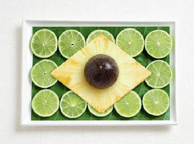 Brazīlija  banānkoka lapas... Autors: Lords Lanselots Kā varētu izskatīties Latvijas karogs, veidots no ēdiena?