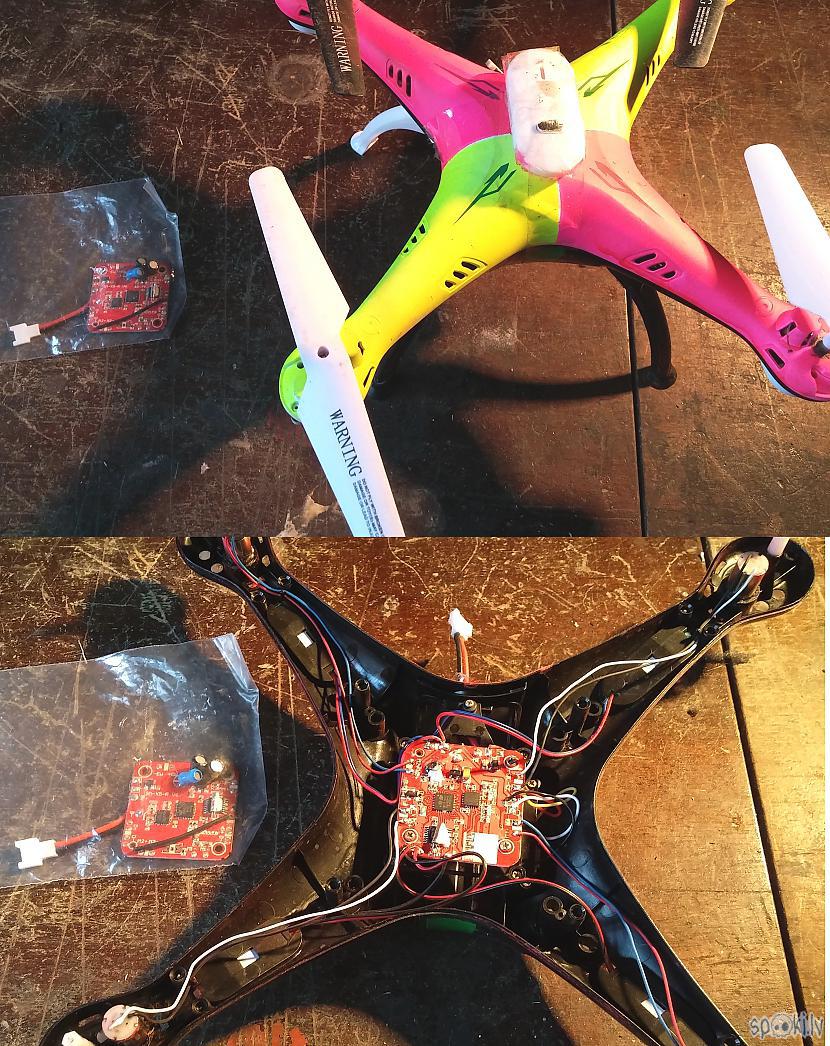 Kvadkopteris pirms un pēc... Autors: SalvatoreMundi Kvadkoptera mikroshēmas maiņa. (meklēšanai portālā: drons, quadcopter)