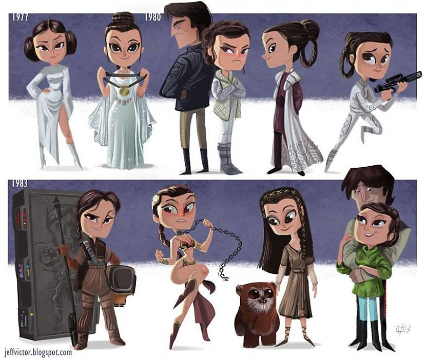 Princese Leia Autors: Fosilija Kino varoņu evolūcija caur gadiem