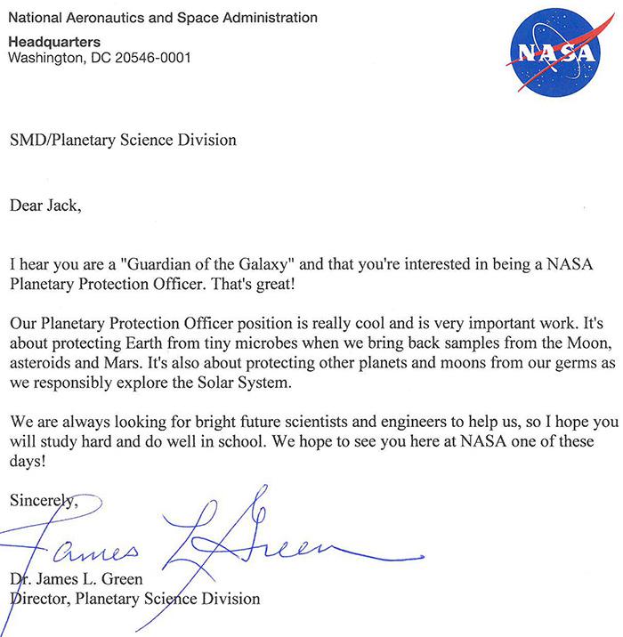 laquoDārgais DžekEs dzirdēju... Autors: matilde 9 gadus vecs puisēns pieteicās darbam NASA. Lūk, ko viņš saņēma atbildē!