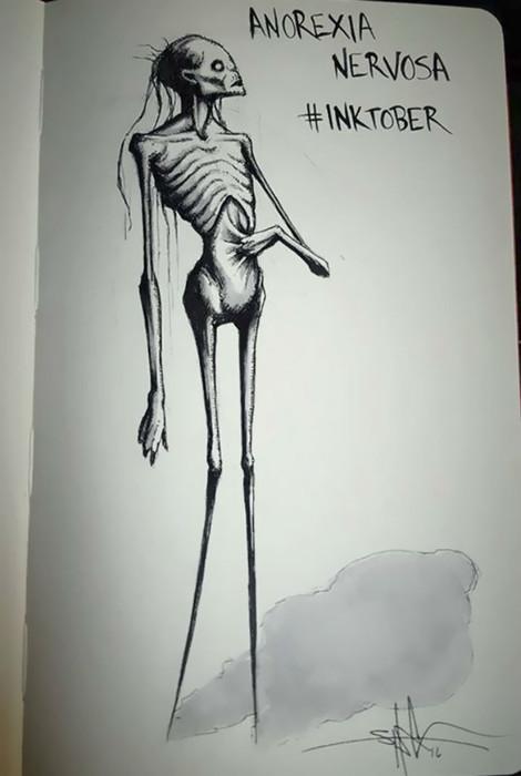 Anoreksija Domāju visiem... Autors: Dindinja Izplatītāko psihisko traucējumu ilustrācijas un to apraksti