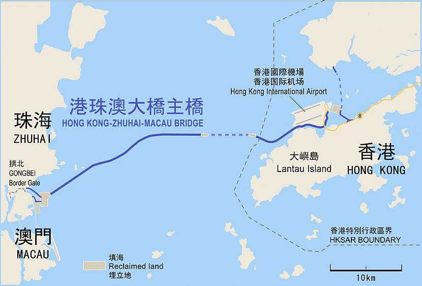 Tilta izvietojums uz kartes Autors: matilde Pabeigta pasaulē iespaidīgākā tilta būvniecība Ķīnā. Tā garums - 55 kilometri!