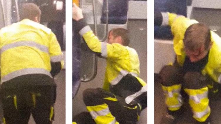 Rīgas Satiksmes tramvajā uzbrūk kaut kāds piedzēries čalis