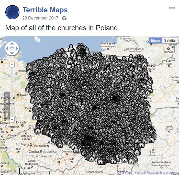 Viu Polijas baznīcu karte Autors: Latvian Revenger Iespējams, dīvainākās un bezjēdzīgākās kartes, kuras būsi jebkad redzējis
