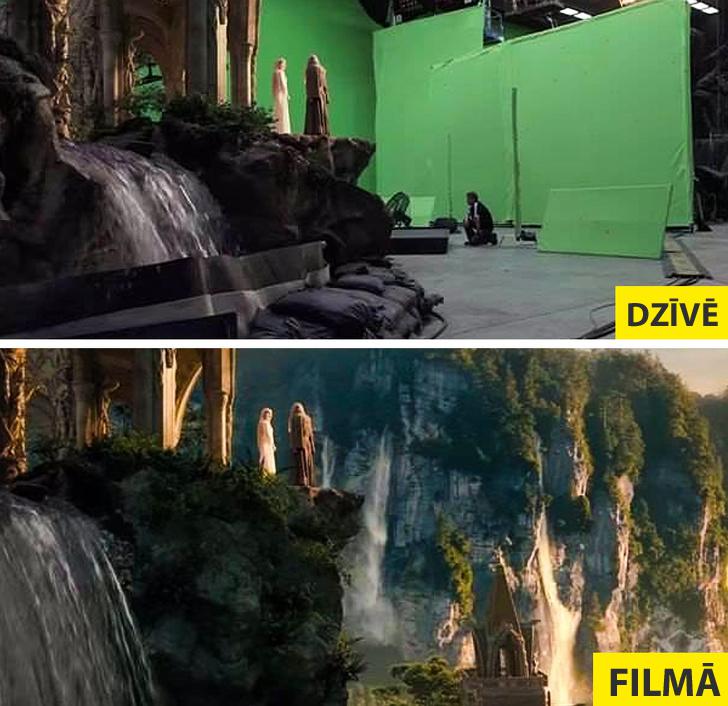 The Hobbit Autors: matilde Slavenu filmu aizkadru foto «pirms» un «pēc» apstrādes ar specefektiem