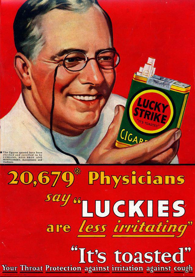  Autors: Lestets Pārdodot cigaretes ar medicīnas palīdzību: reklāmas plakāti no 1930-tajiem