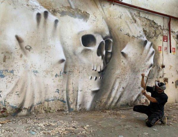  Autors: Fosilija Mākslinieks rada neticami reālu 3d grafiti, skats sanāk elpu aizraujošs