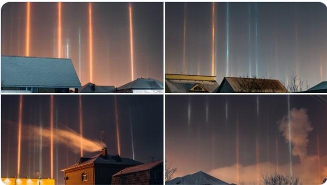 Gaismas kolonnas Tjumeņā Autors: Zibenzellis69 14 fotoattēli, kas parāda, ko var sagaidīt no laika apstākļiem Krievijā