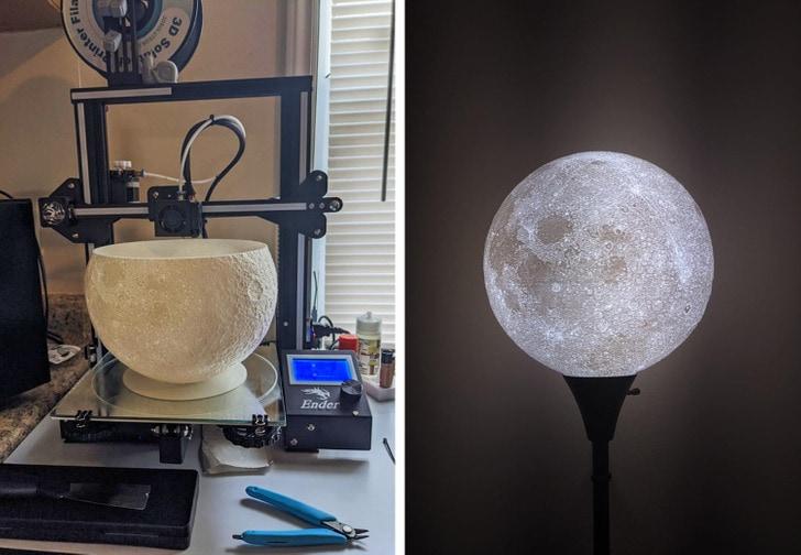 Mēness lampa process un... Autors: Zibenzellis69 24 dīvainas, jautras un noderīgas lietas, ko cilvēki drukā 3D formātā