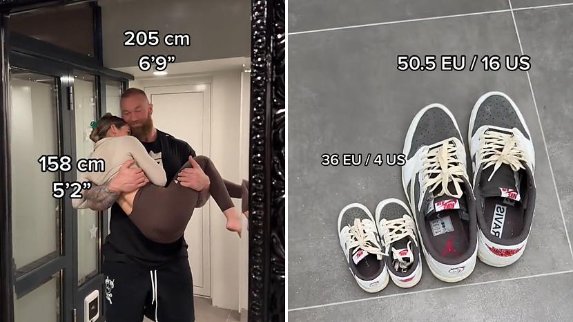 Haftors publicēja video kurā... Autors: matilde VIDEO ⟩ 205 cm garš vīrietis salīdzina savas un viņa 158 cm īsās sievas mantas