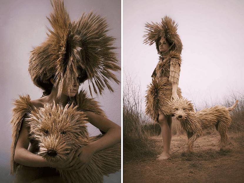Kviescaronu lēdija pastaigājas... Autors: Zibenzellis69 17 tērpi, ko no dabīgiem materiāliem izgatavoja Brazīlijas māksliniece Melissa